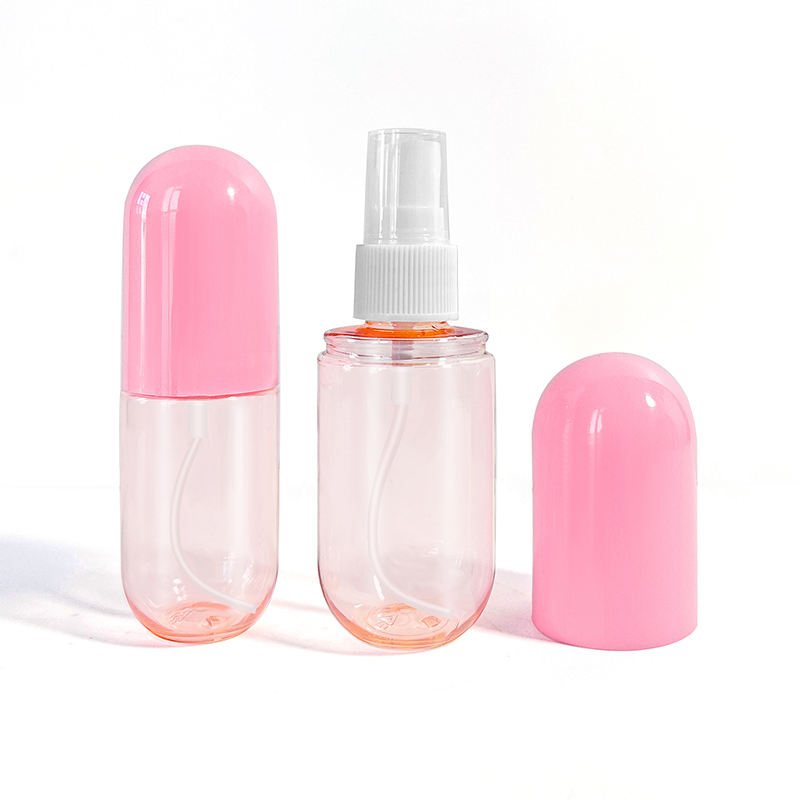 Capsule Shaped Macaron Color Clear PET Plastic Lotion Bottle