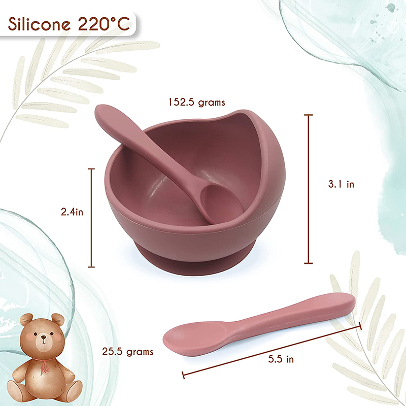 Baby BPA Free Silicone Suction bowl with Spoon