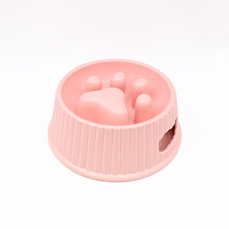Керамическая медленная кормушка для домашних животных, розовая