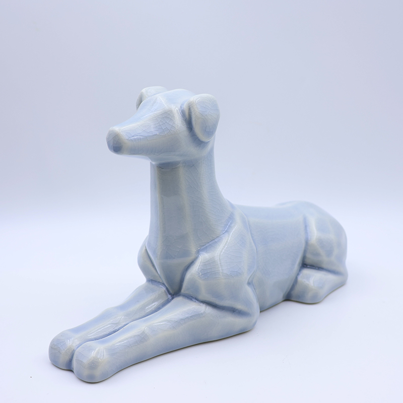 Ceramic Dog Shape Urn Blue