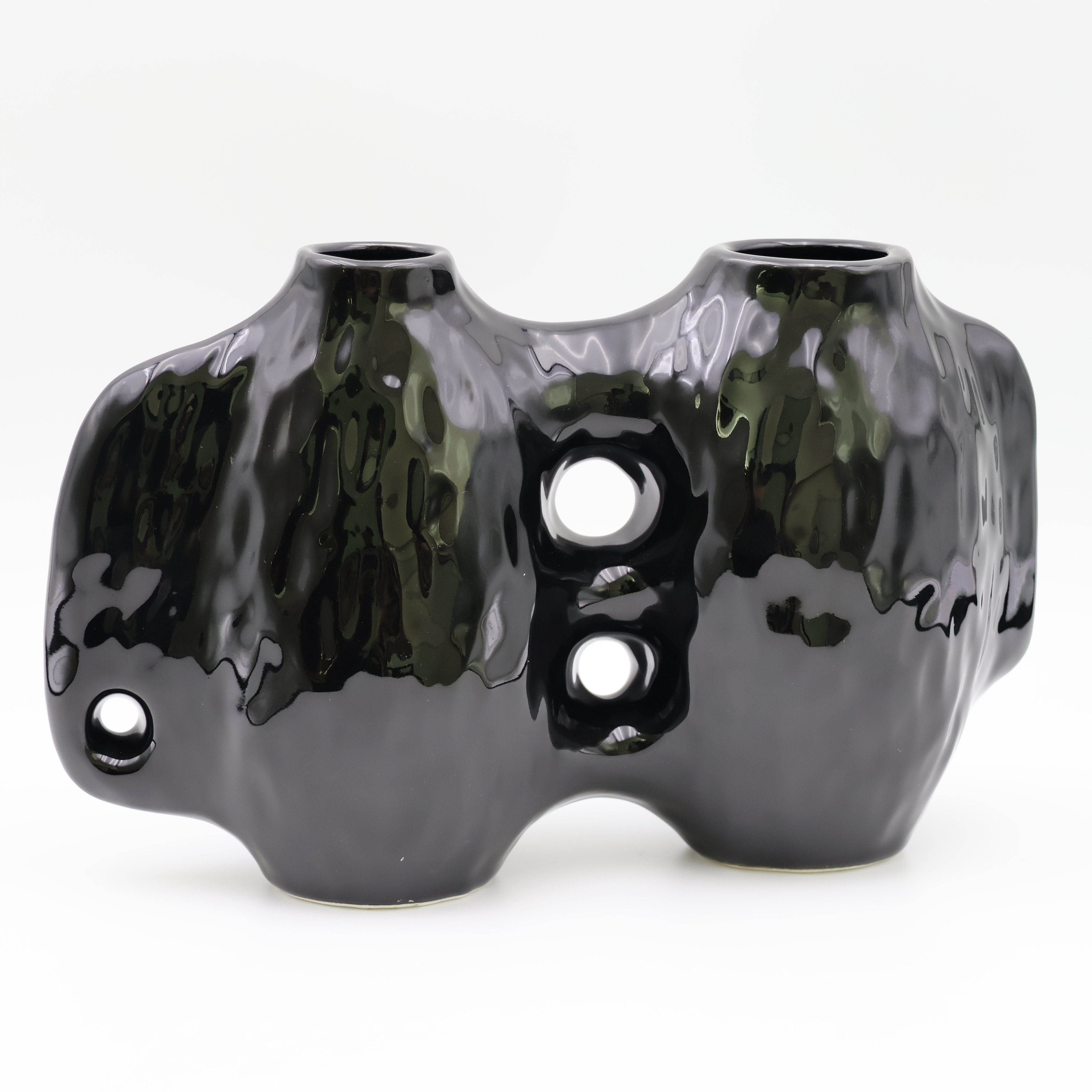 Keramikas Ziemeļvalstu mākslas ziedu vāze, melna
