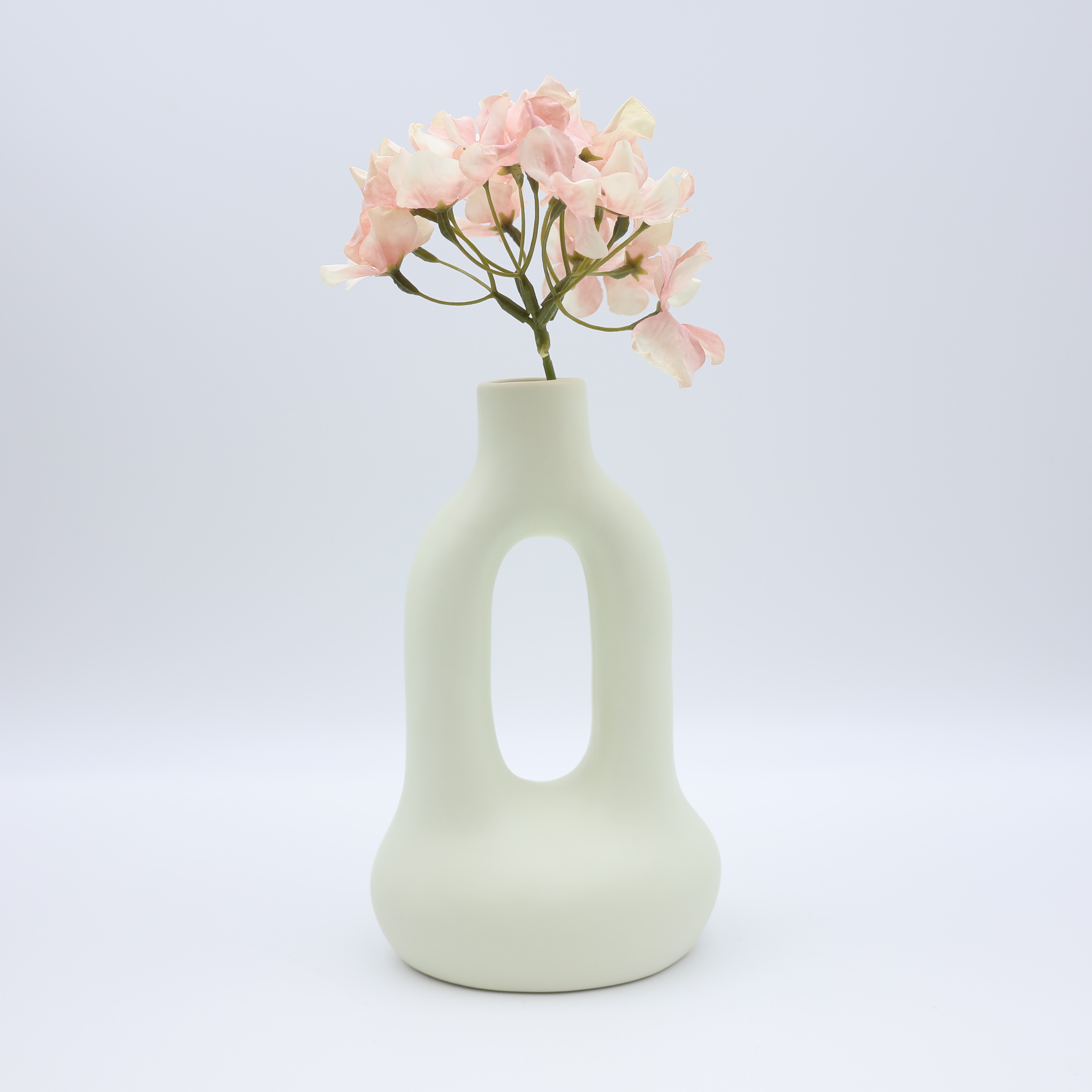 Vase à fleurs Donut en Ceramique Blanche