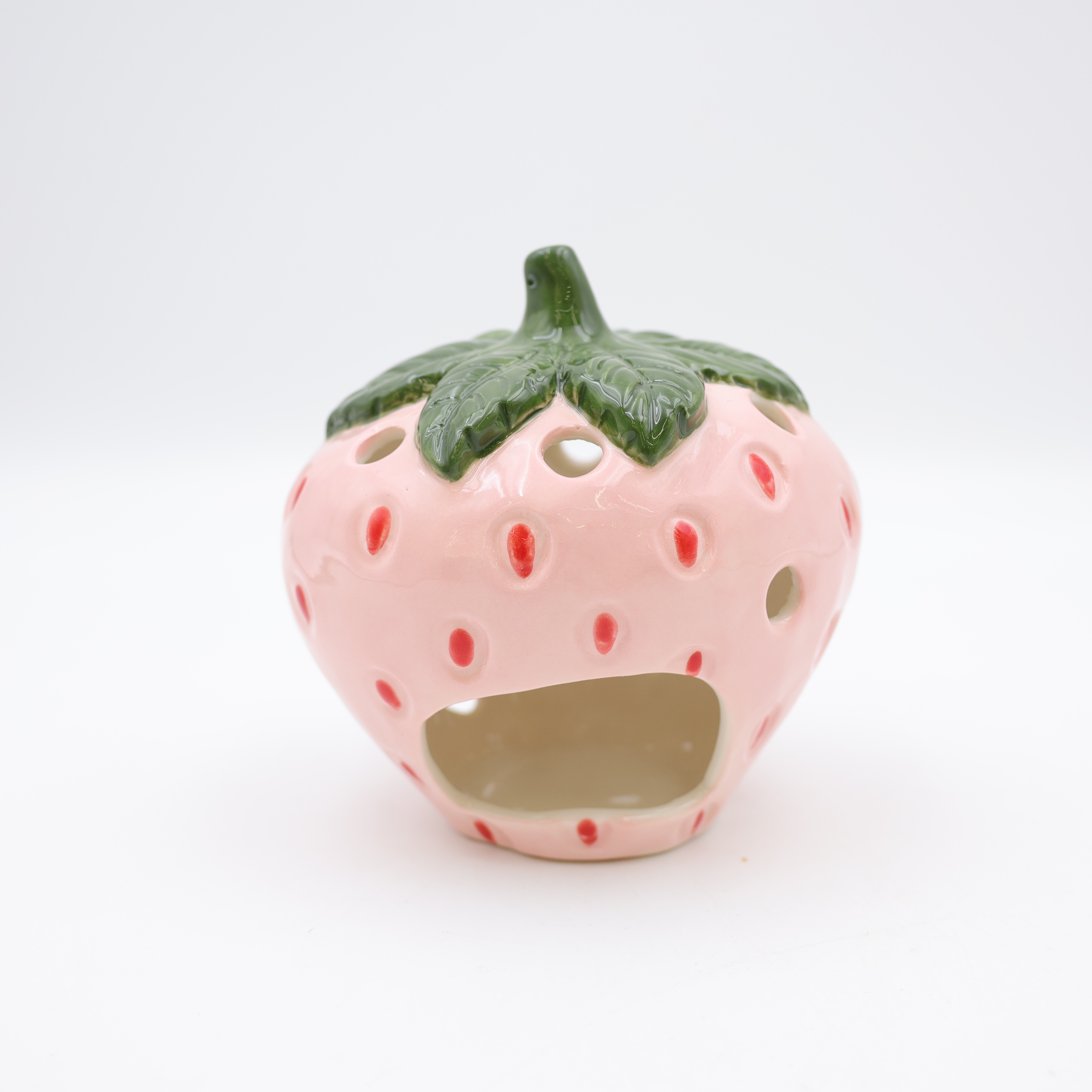 Ceramic strawberry candle holder