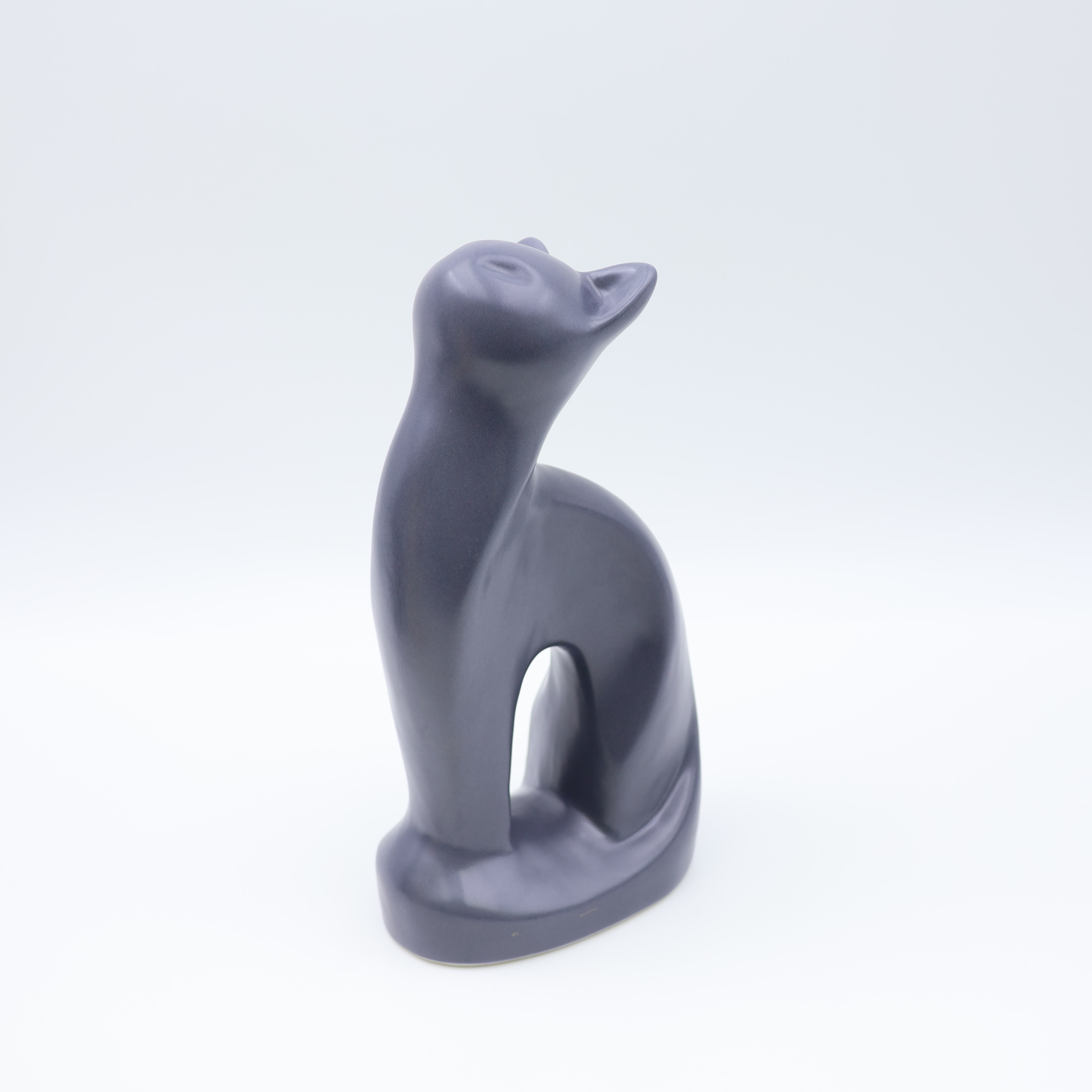 Ceramic Standing Cat Urn Gray