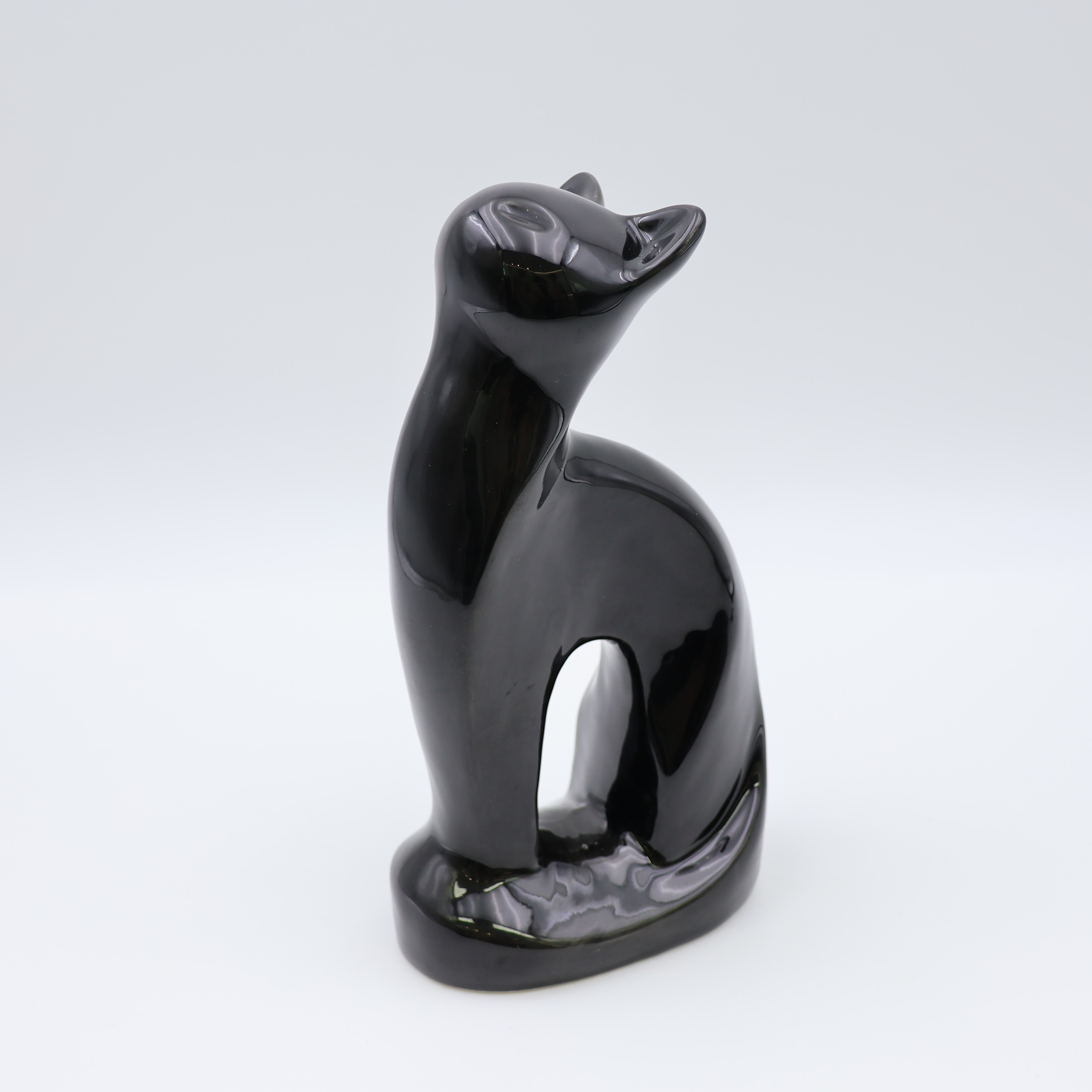 Ceramic Standing Cat Urn Black