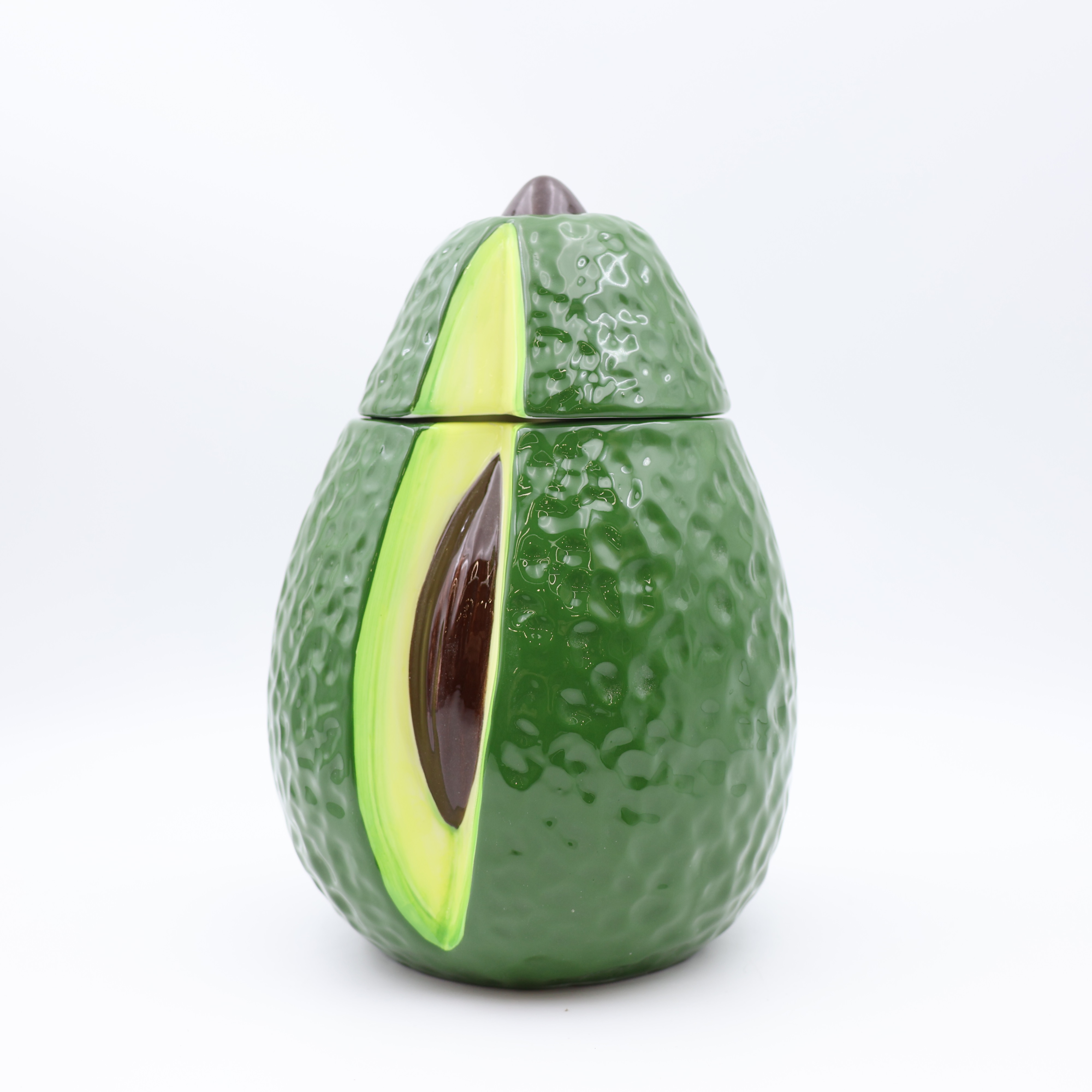 Ceramic Avocado Shape Storage Jar with Lid Green