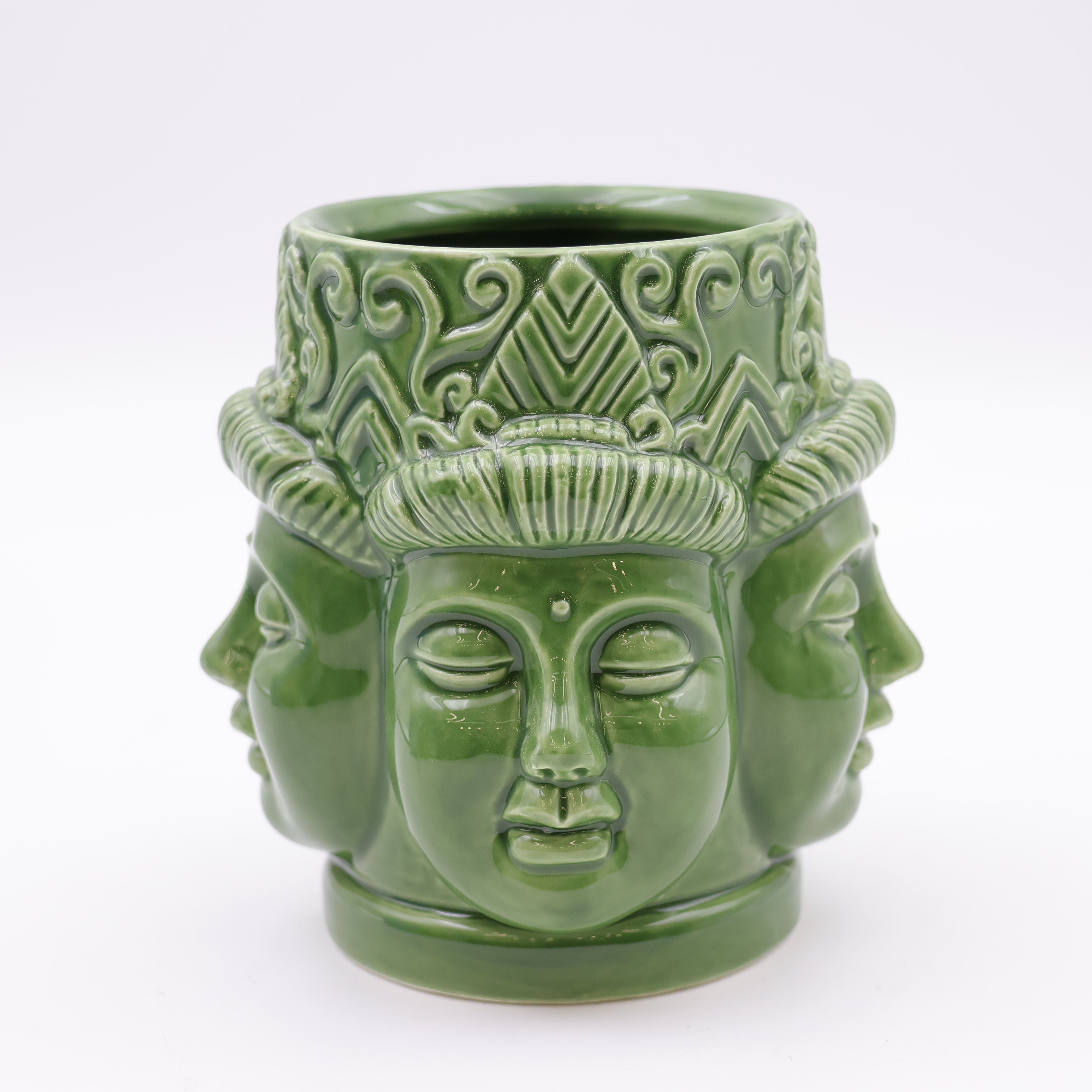 Keramička šalica Buddha s više lica zelena