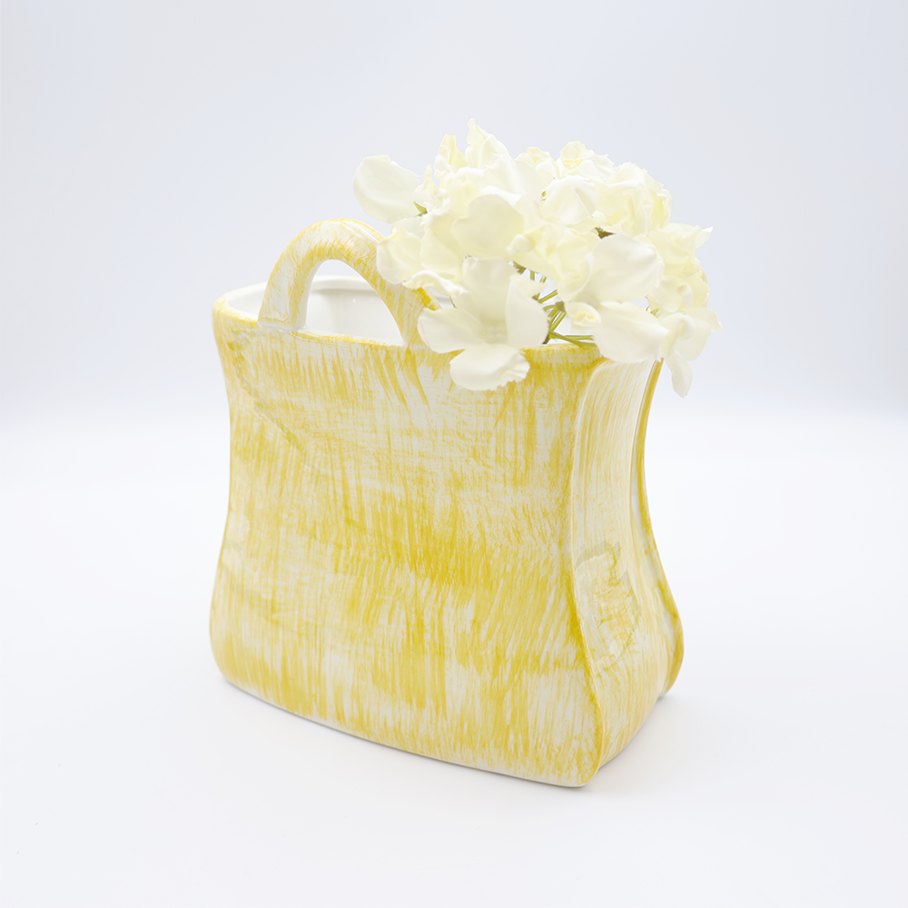 Ceramic Bag Flower Vase Yellow