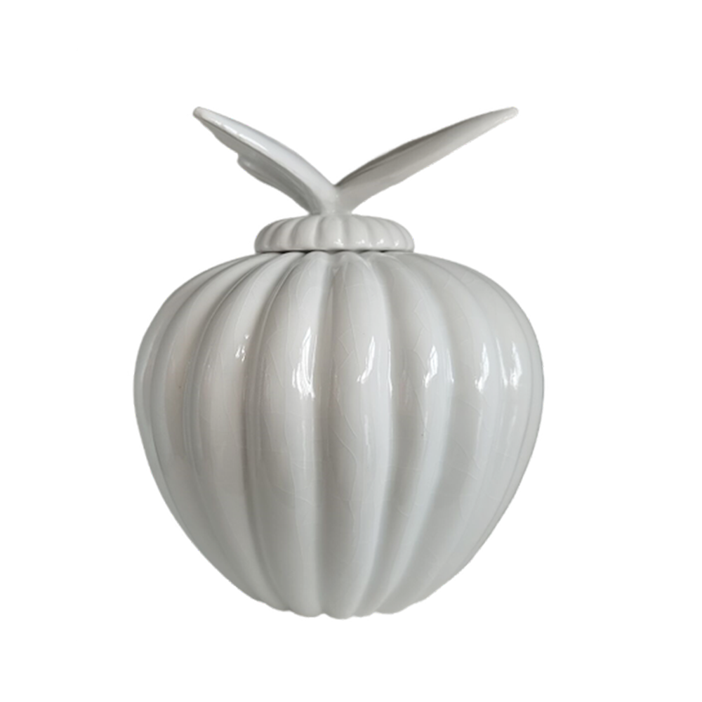 Ceramic urn with butterfly lid white