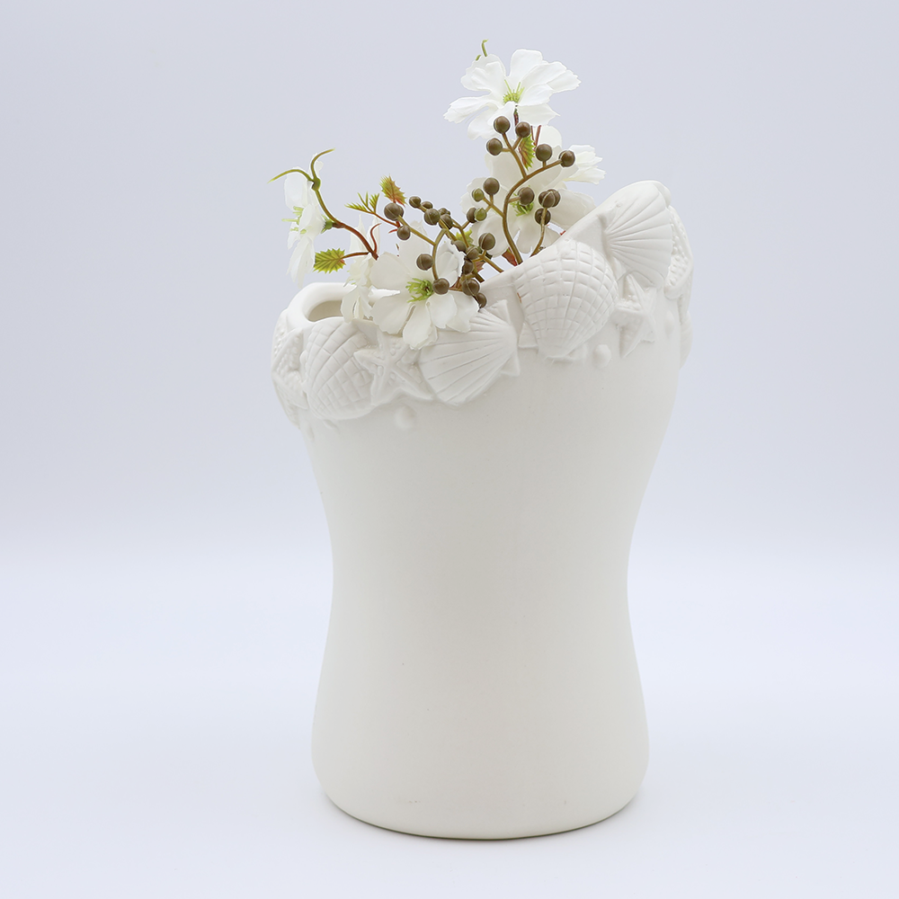 Seramika Shell Vase White