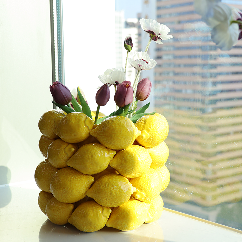 Ceramic Lemon Flower Vase