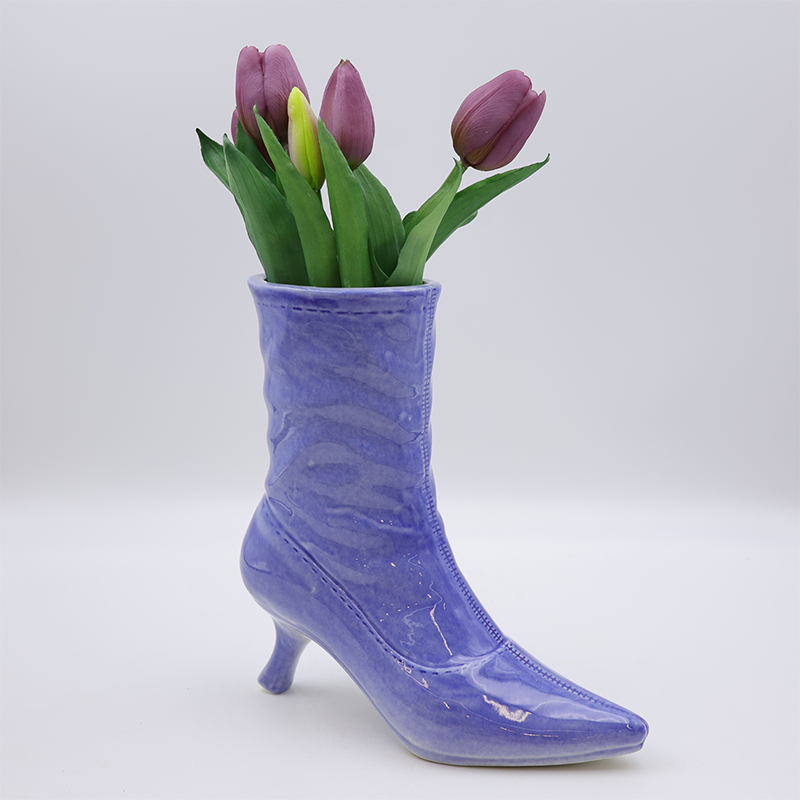 I-Ceramic Boot Vase Blue
