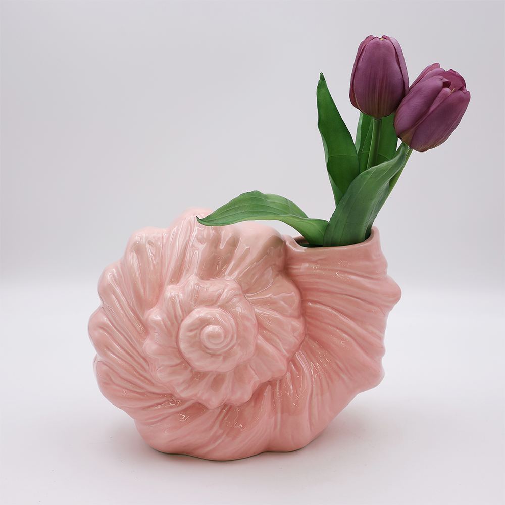Ceramic conch shell vase
