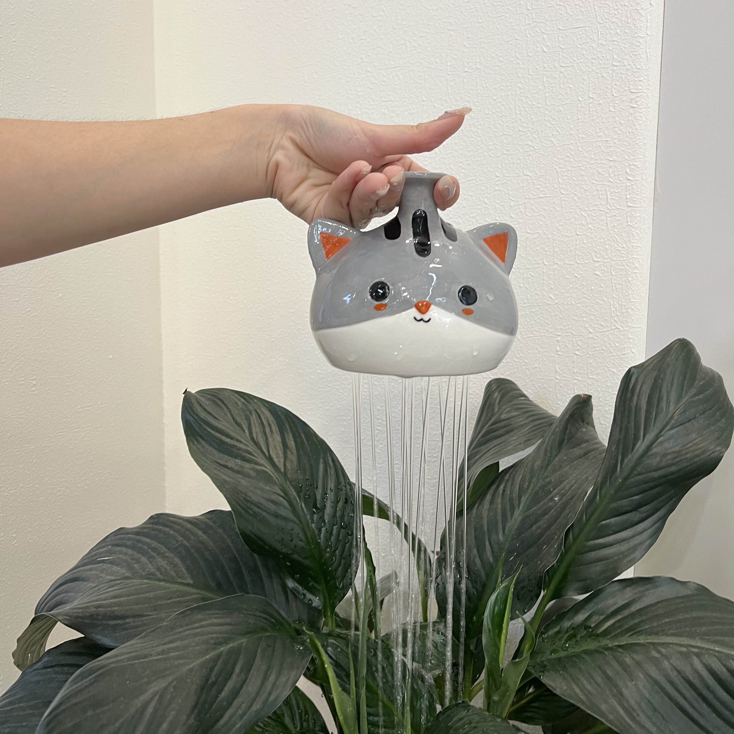 Ceramic Cat Watering Bell Gray