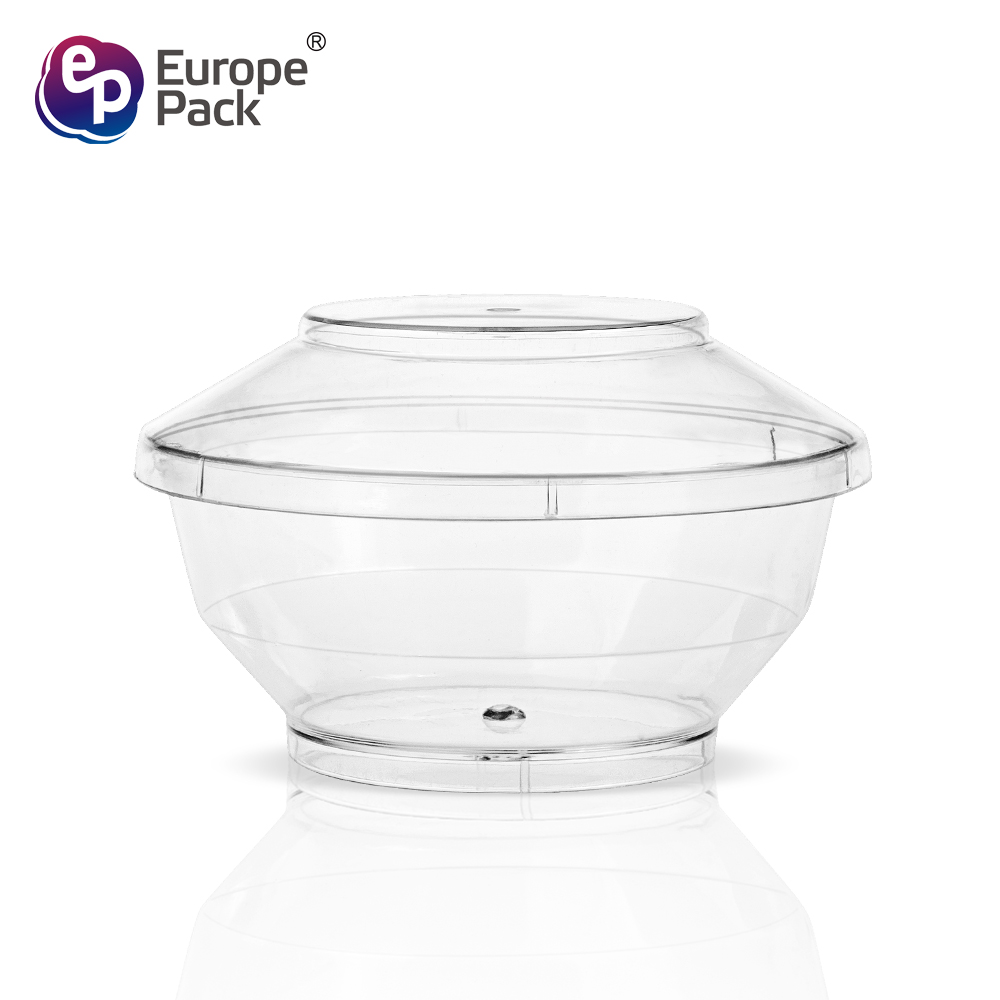 Wholesale high quality round 120ml transparent plastic bowl with lid for dessert