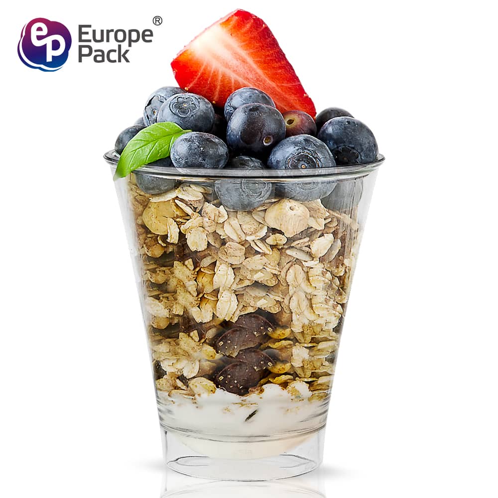 400ml Clear Plastic Parfait Cups with Lids and Spoon - Reusable