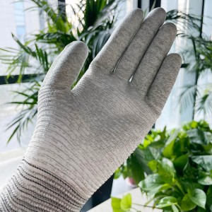 13-gauge white polyester/copper fiber liner, white PU palm coated gloves