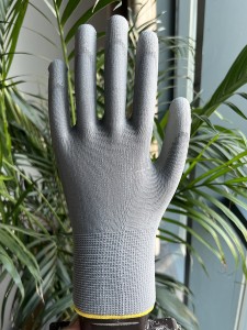 13-gauge grey polyester liner Grey PU palm coated