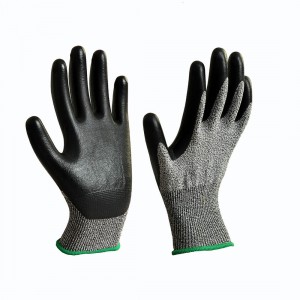 Black Nylon/polyester liner,black foam nitrile palm coated,foam surface