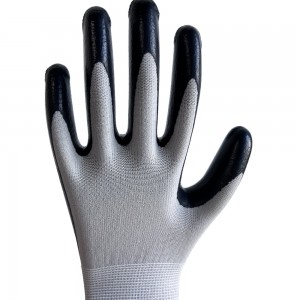 15g Nylon Spandex Liner Smooth Nitrile Coated Oilproof Automotive Industry Gloves
