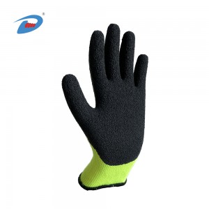 7 Gauges Thermal Crinkle Latex Coated Winter Work Gloves with Acrylic Terry Liner