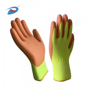 13G Polyester Liner Orange PU Coated Palm Economic Safety Work Gloves