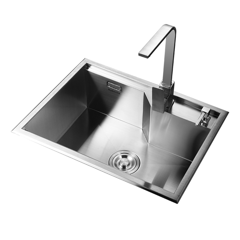 Top mounted sink kitchen handmade sink stainless steel single bowl with faucet hole and step dexing ODM OEM sink
