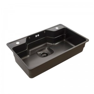 Black sink PVD black Anti-dumping multifunctional sink color Topmount single bowl with step sink Dexing kitchen big sink ODM OEM Factory