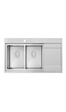 Kitchen Double Sink with drain board