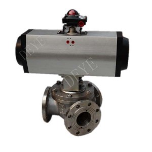 3-way flanged ball valve with pneumatic actuator BV-16-3WYF