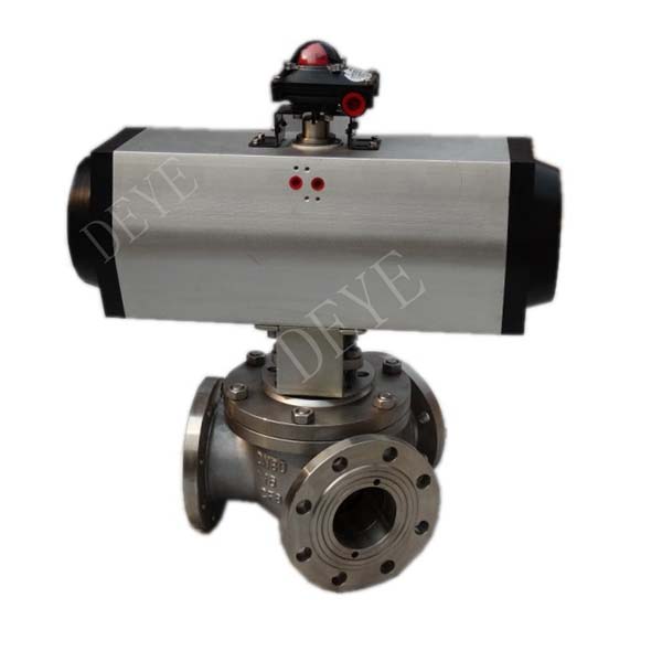 Wholesale Top Entry Ball Valve -
  3-way flanged ball valve with pneumatic actuator BV-16-3WYF – Deye