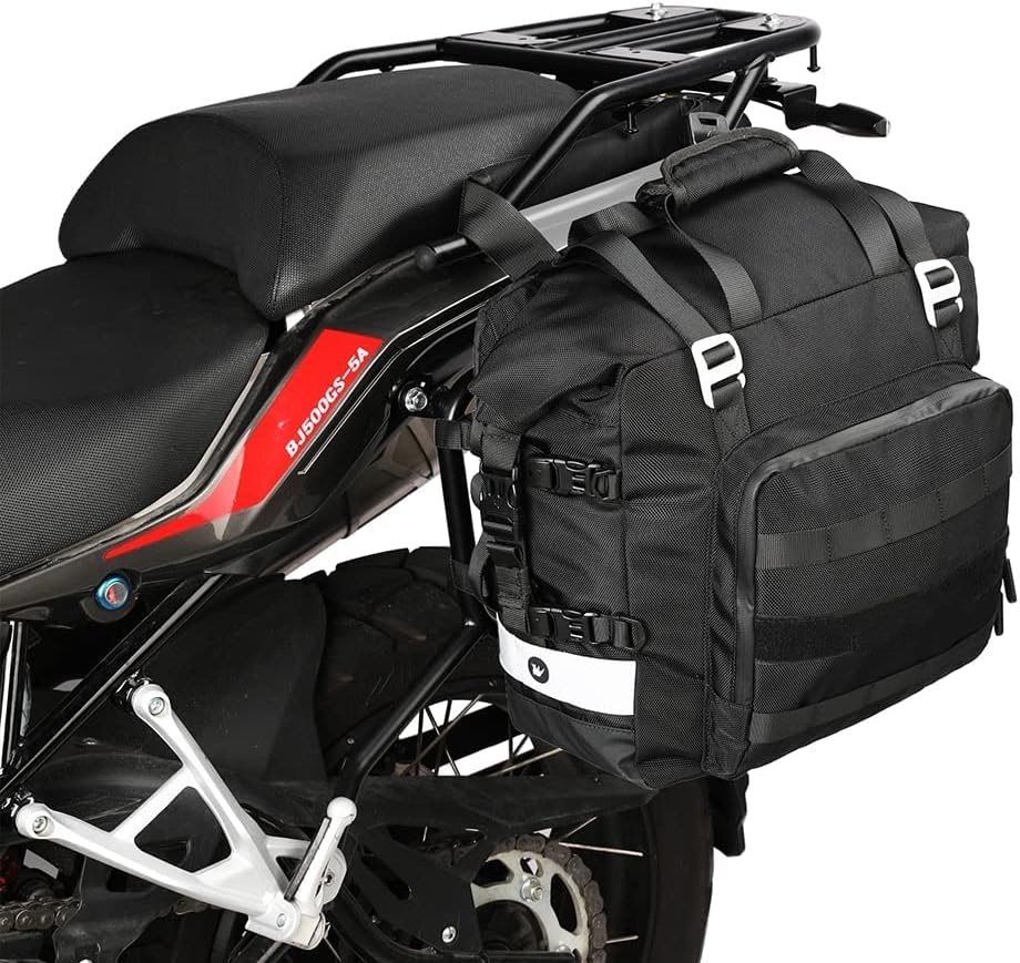 The Motorcycle Saddlebag Waterproof Motor Luggage Pack Quick Release Motorbike Side Bag 20L Fits Most Adventure and Sports Bike Motorcycle Racks(Black, 1 Pack)
