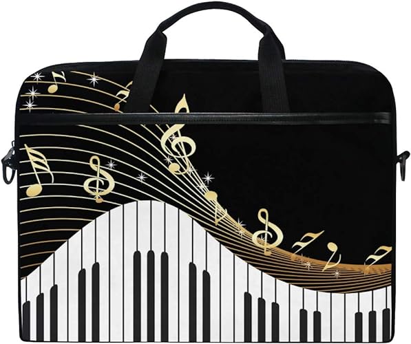 Musik Kunci Piano Emas Catatan Musik 12.5 13.514 .5 Inci Tas Kurir Bahu Laptop Tas Kantor Lengan dengan Tali Pegangan untuk Berbagai Jenis Orang