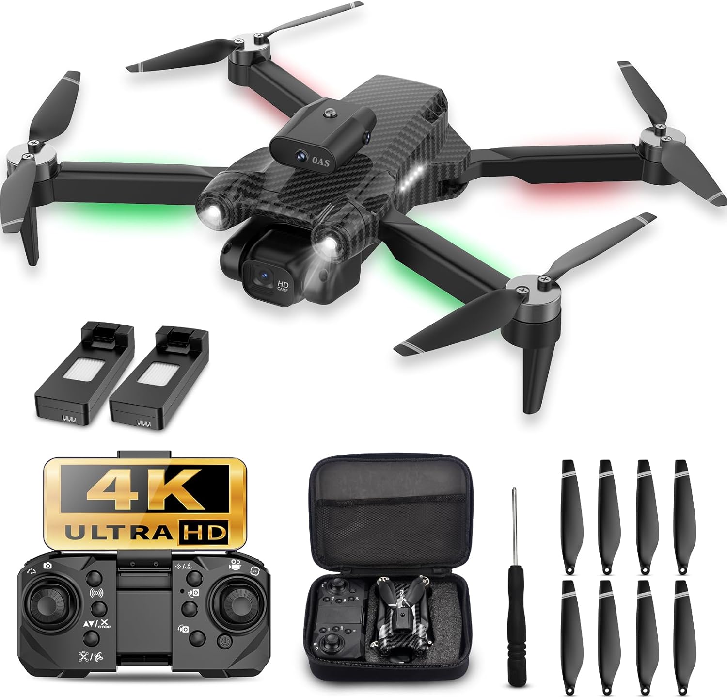 RC Drone for Kids Adults with HD FPV Camera,Obstacle Avoidance, One Key Start, Carrying Case, 3 Batteries – Cool Toys Gifts for Boys Girls