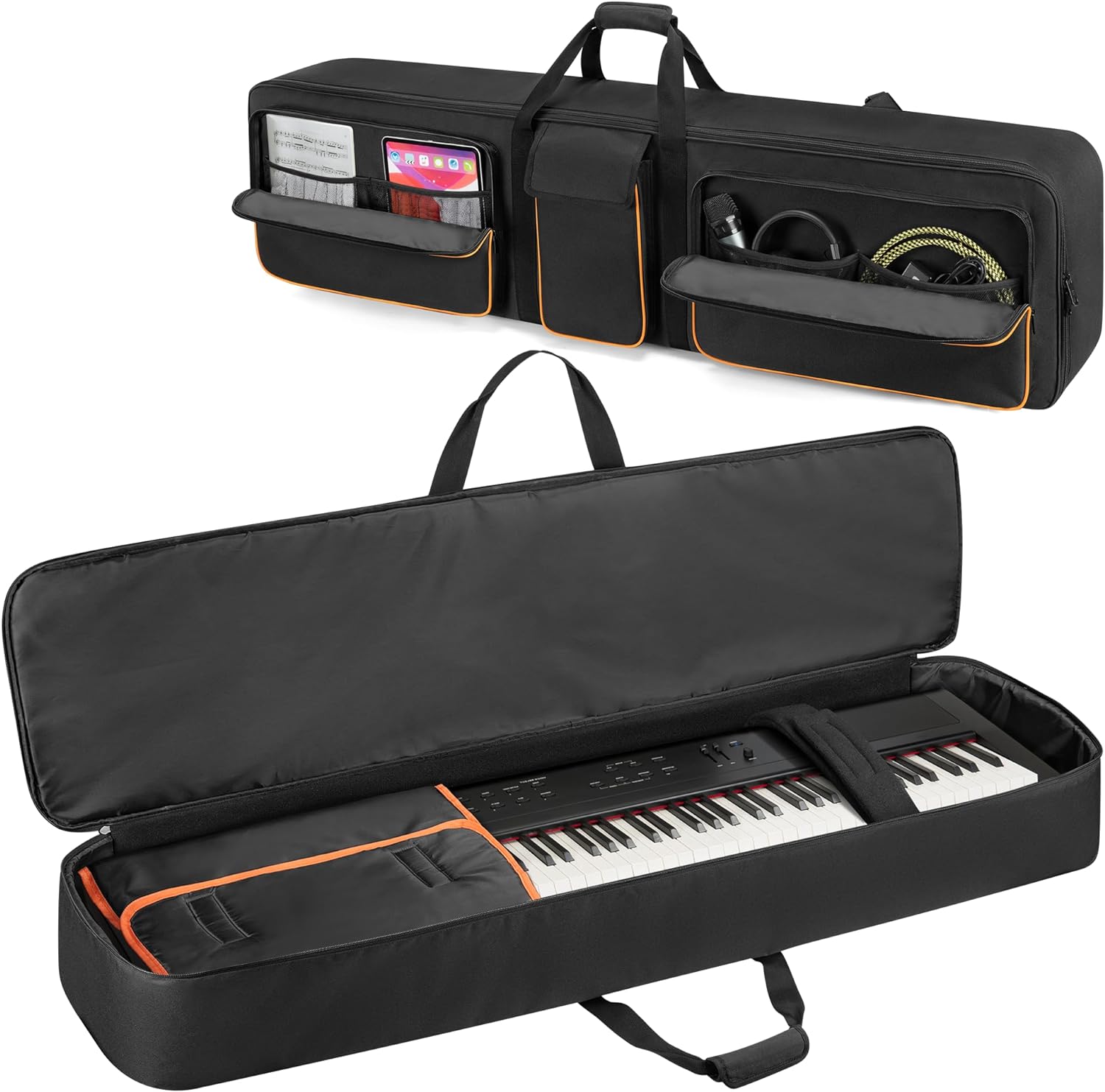 Soft Piano Bag with Padded Handle and Detachable Shoulder Strap, Travel Keyboard Gig Bag