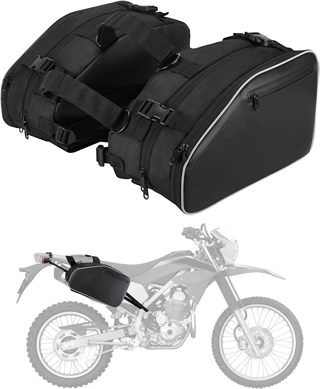 24L Large Capacity Storage Saddlebags with Rain Covers for Motorcycle Dirt Bike Dual Sport Motorcross Motorbike Racing Mountain Off-Road, Motorcycle Accessories