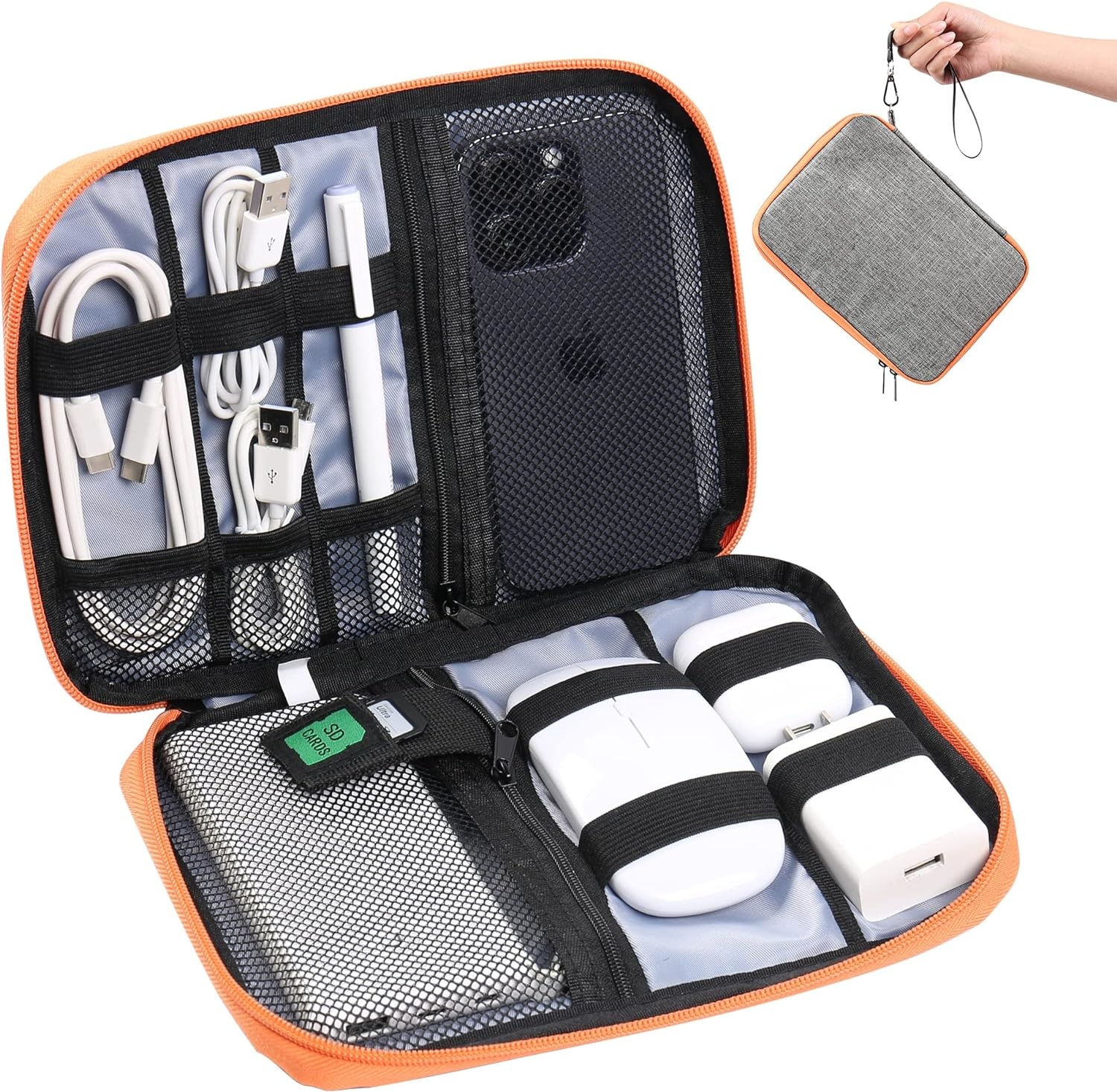 Cable Organizer, Electronics Organizer, Charger Storage/Cord Storage/Cable Storage, Portable Tech Bag&Charger Pouch, Compact Cord Pouch&Tech Case for Electronic Items/USB/SD/Charger/Mouse