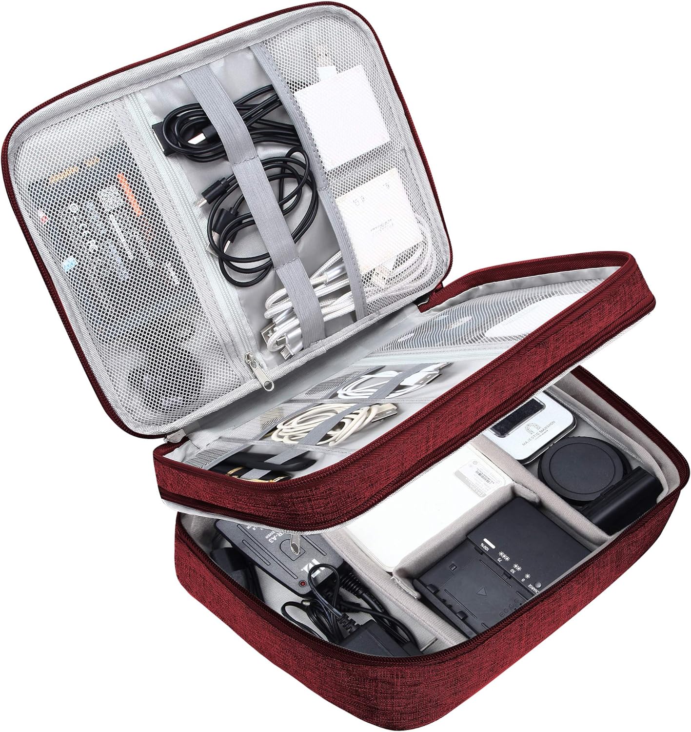 Electronic Bag Travel Cable Accessories Bag Waterproof Double Layer Electronics Organizer Portable Storage Case