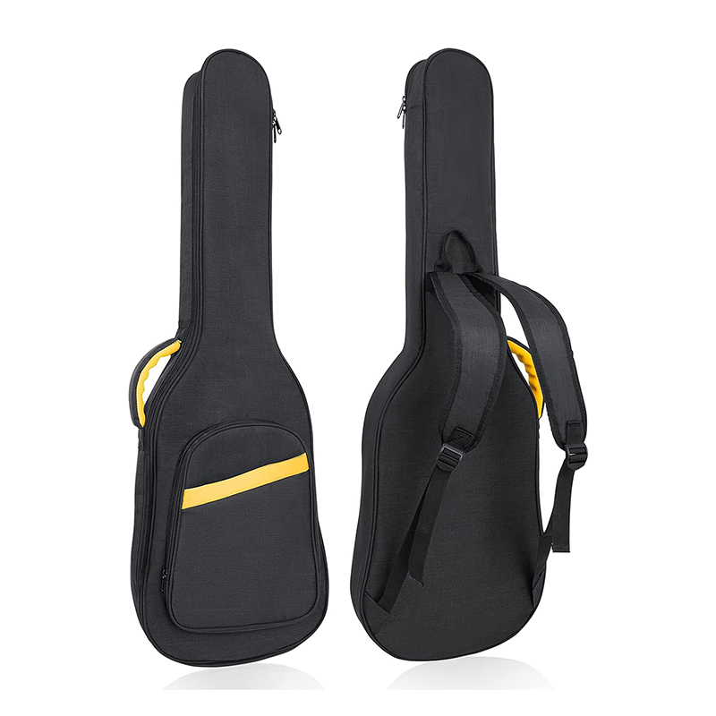 កាបូបហ្គីតាអគ្គិសនី 7mm Padding Electric Guitar Case, 39 Inch Electric Guitar Gig Bag Backpack with Neck Strap and Pockets, ពណ៌ខ្មៅ