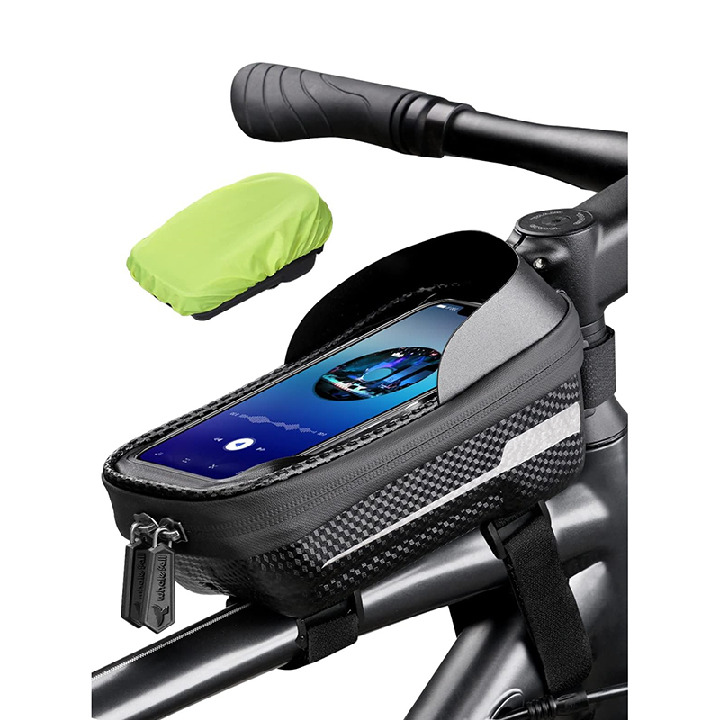 Hard Casing Bike Bag, Bike Accessories, Never Deform / Lighter / Waterproof, Bike Phone Holder Bike Phone Mount, 3D Hard Eva with 0.25mm Sensitive TPU Touch-Screen, with Rain Cover for Phones under...