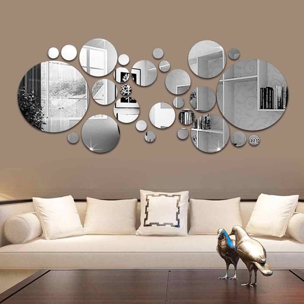Mirror Tiles Wall Stickers Self Adhesive Stick On DIY Art Home Room Decal  Decor