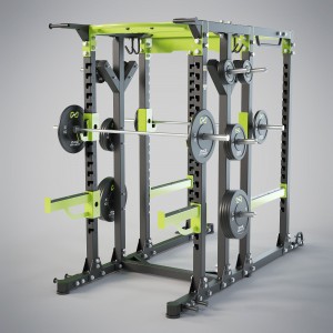 Supply OEM Stretching Training Adjustable Power Cross Fit Folding Squat Rack with J-Hooks and Spotter Arms