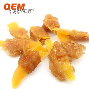 Chip de mango entrelazado con pollo, golosinas para perros con alto contenido de proteínas, venta al por mayor y OEM