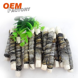 Healthy Cheese Stick Twined by Dried fish Skin Dog Treats Wholesale and OEM