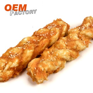 8cm Pork hide Stick Twined by Chicken Treats For Dogs Wholesale and OEM