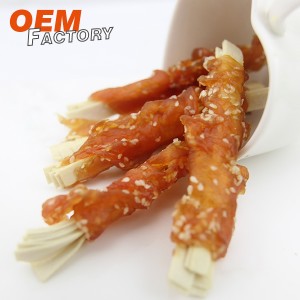 Cod Slice Twined by Chicken with Sesame Chicken Jerky For Dogs Wholesale and OEM