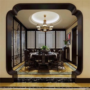 Pintu komersial njero ruangan wates logam melengkung stainless steel dekorasi partisi tembok emas bingkai jendela palsu