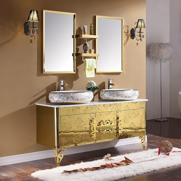 Waterproof Dobleng Basin/Washbasin Luxury Furniture Stainless Steel Bathroom Cabinet