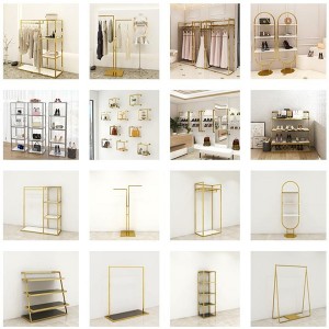 Kommersjele Clothes Rack Gold Tube Clothes Rack Stainless Steel Wall Mounted Display Racks
