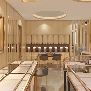 Altın yüksek dereceli mücevher dolabı Büyük alışveriş merkezi vitrini